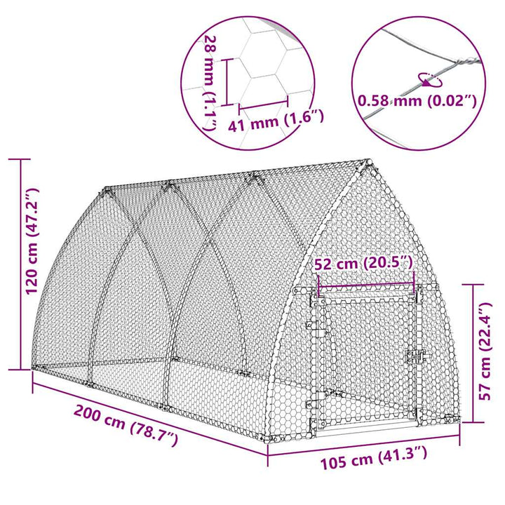 Chicken Cage Silver Galvanised Steel
