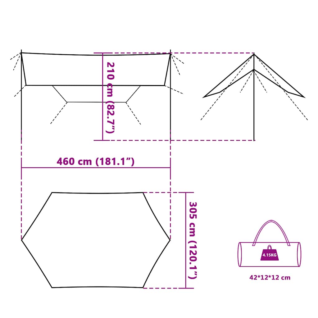 Camping Tarp 460X305X210 Cm Waterproof