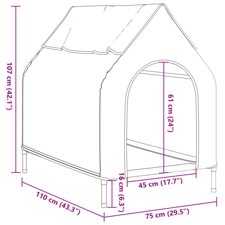 Dog House Light Grey Oxford Fabric And Steel