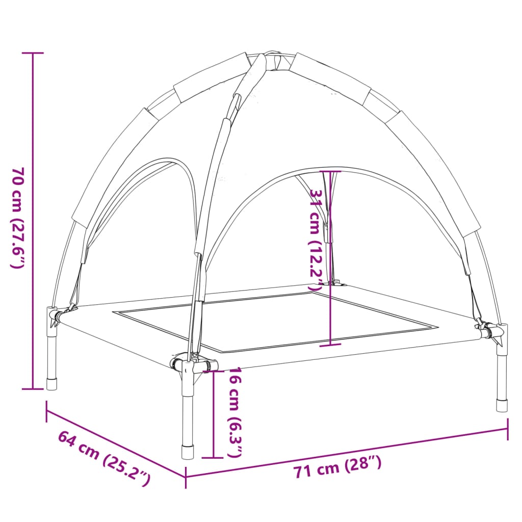 Dog Bed With Canopy Anthracite Oxford Fabric And Steel