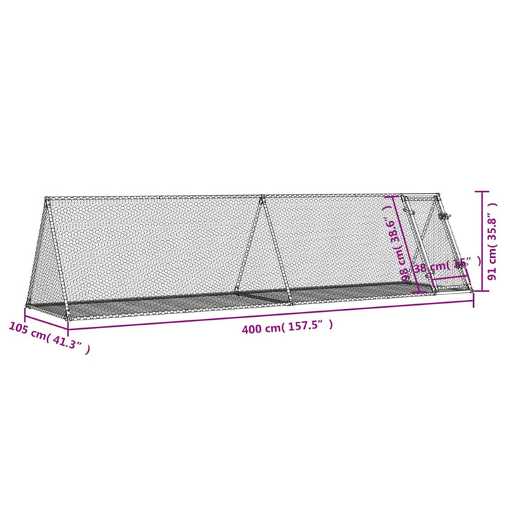 Rabbit Hutch Silver Galvanised Steel