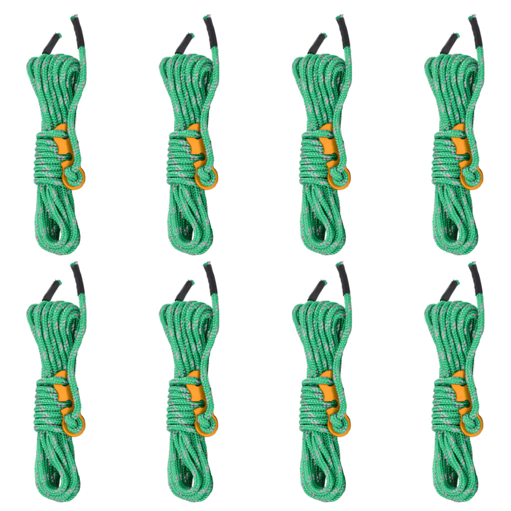 Tent Guy Ropes With Spanners Reflective 8 Pcs 4 M 4 Mm