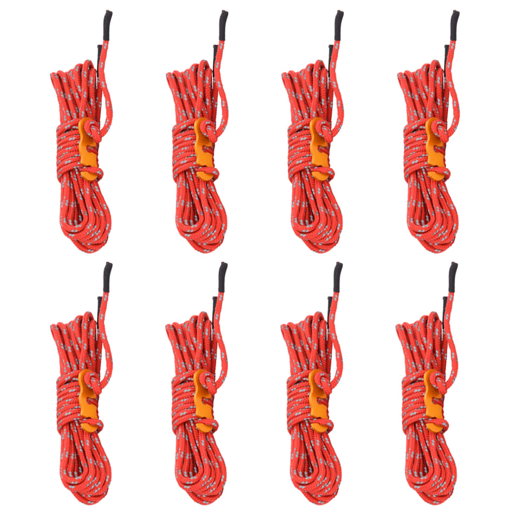 Tent Guy Ropes With Spanners Reflective 8 Pcs 4 M 4 Mm