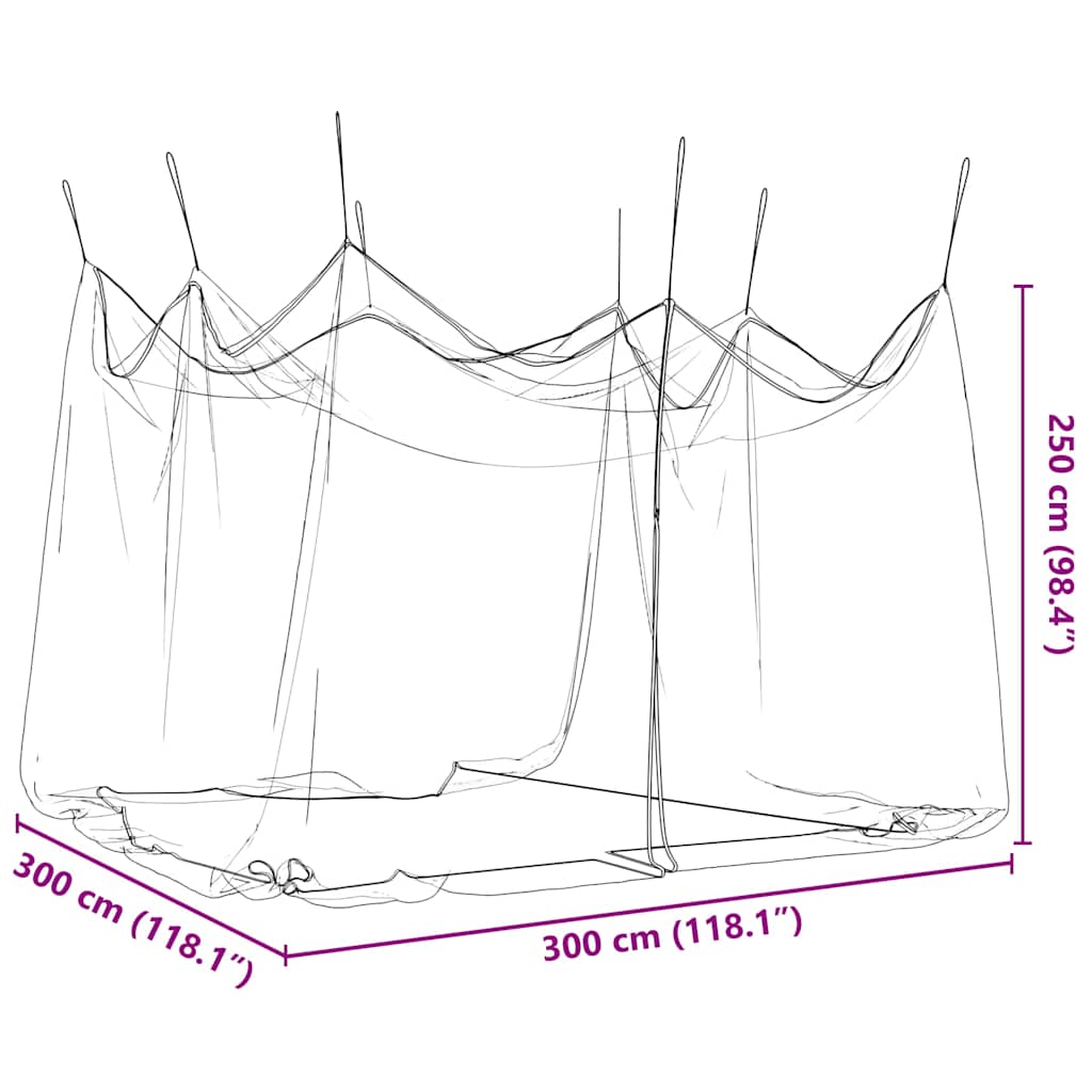 Mosquito Net For Indoor Outdoor 156 Mesh 300X300X250 Cm