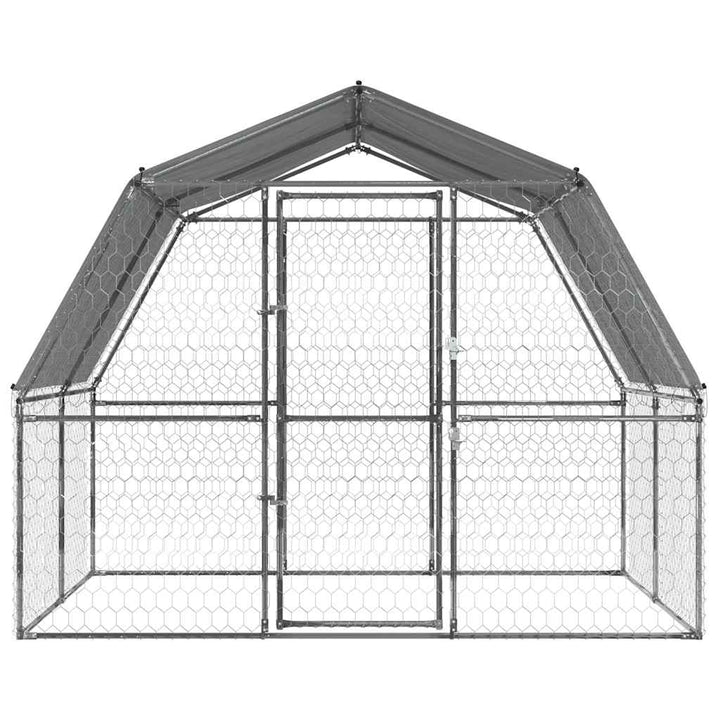 Dog Cage With Roof And Door Silver Galvanised Steel