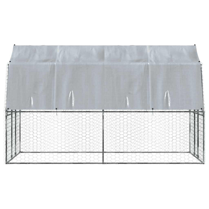 Dog Cage With Roof And Door Silver Galvanised Steel