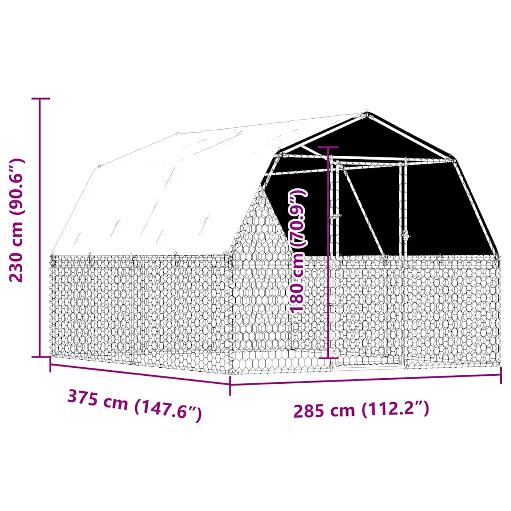 Dog Cage With Roof And Door Silver Galvanised Steel