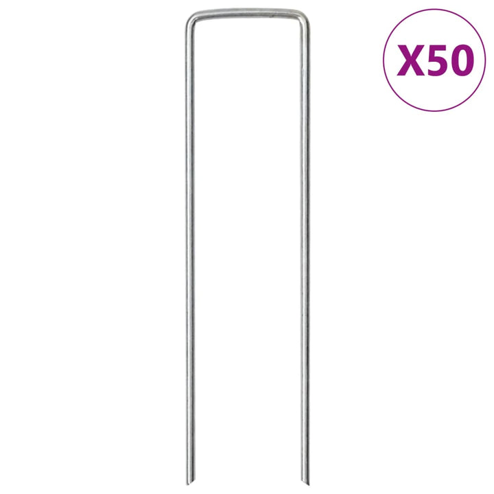 Ground Pegs U Shape 50 Pcs Galvanised Steel