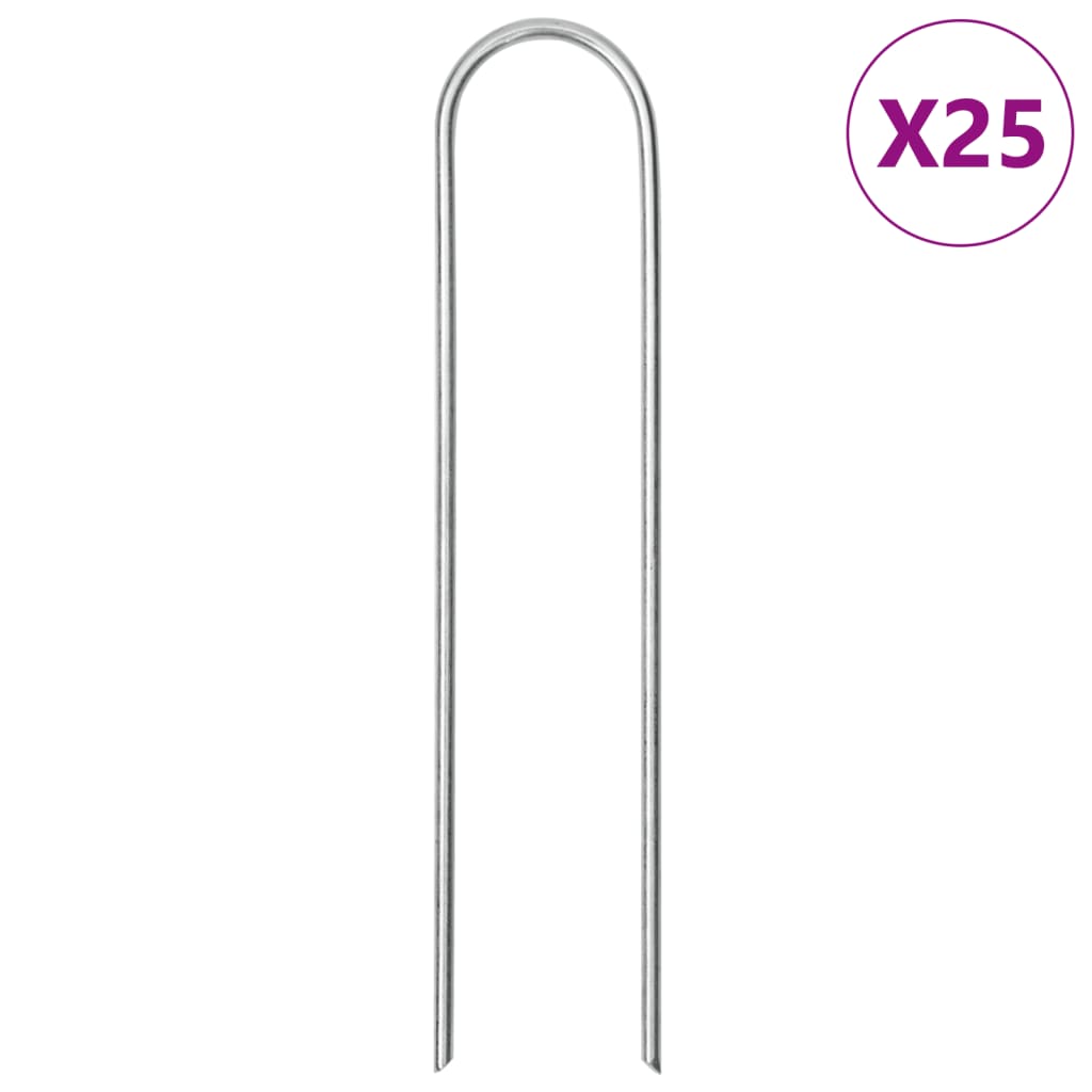 Ground Pegs U Shape 50 Pcs Galvanised Steel