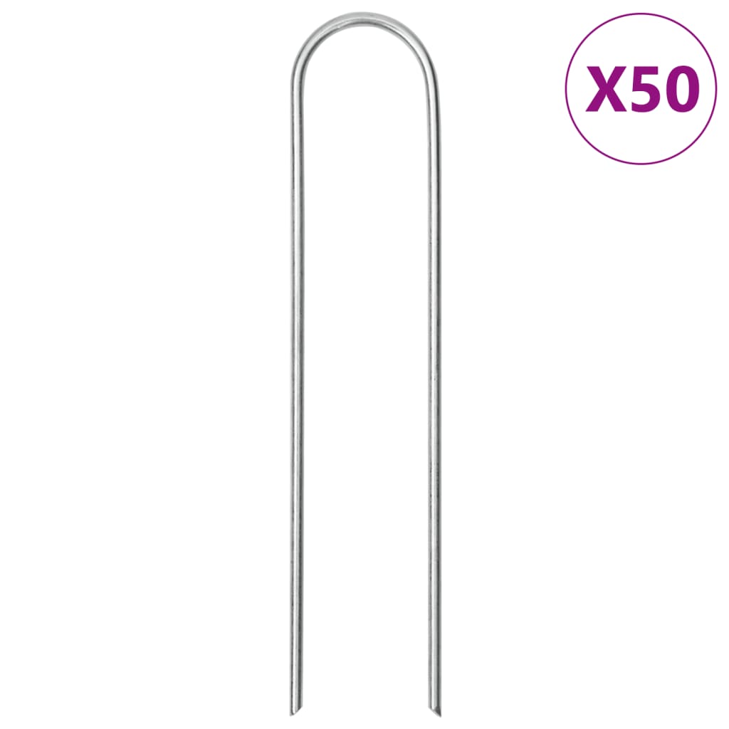 Ground Pegs U Shape 50 Pcs Galvanised Steel