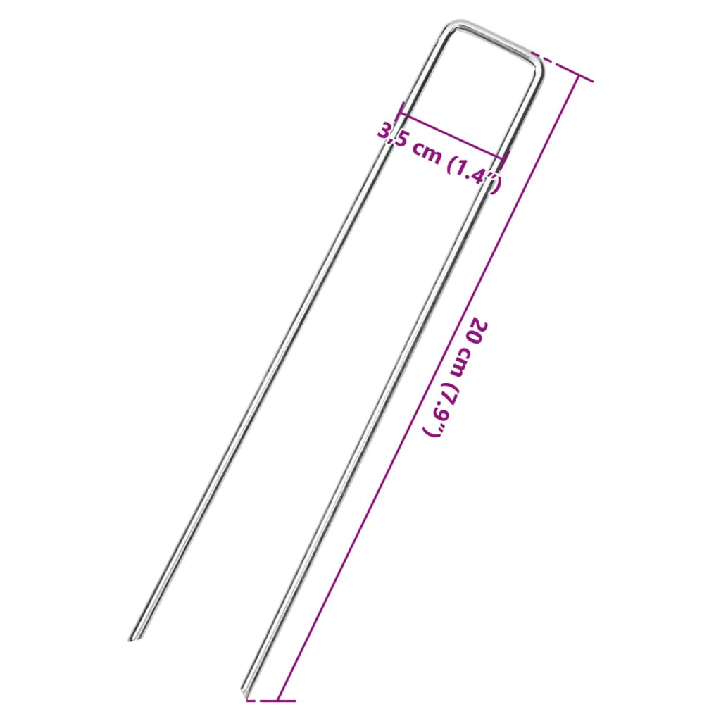 Ground Pegs U Shape 50 Pcs Galvanised Steel