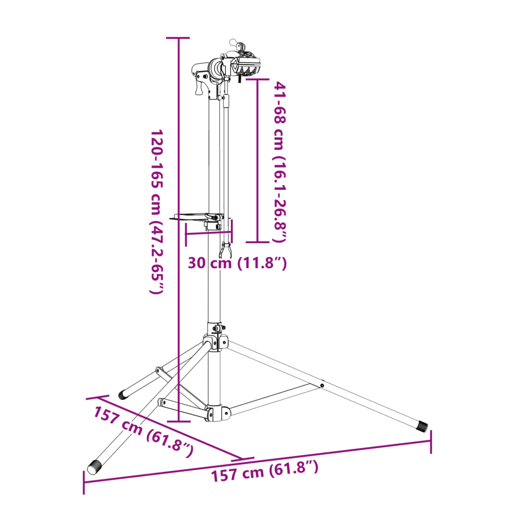 Bike Repair Stand Foldable Adjustable 120-165 Cm Aluminium