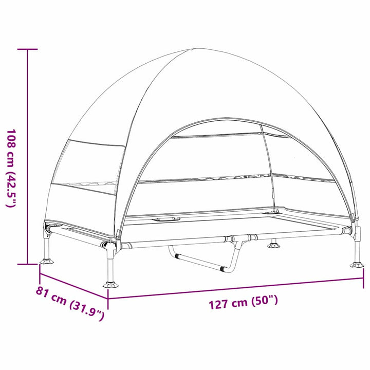 Raised Dog Bed Folding 127 X 81 X 108 Cm Fabric And Steel
