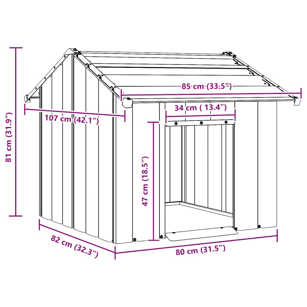 Dog House With Roof Galvanised Steel