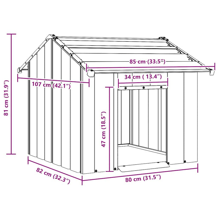 Dog House With Roof Galvanised Steel