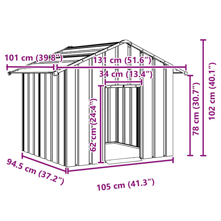 Dog House With Roof Galvanised Steel