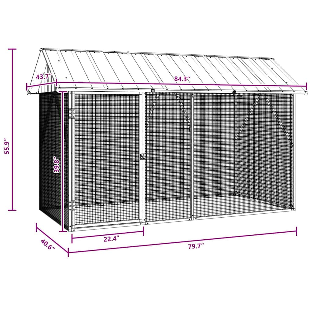 Bird Cage Anthracite 227 X 112 X 141 Cm Galvanised Steel