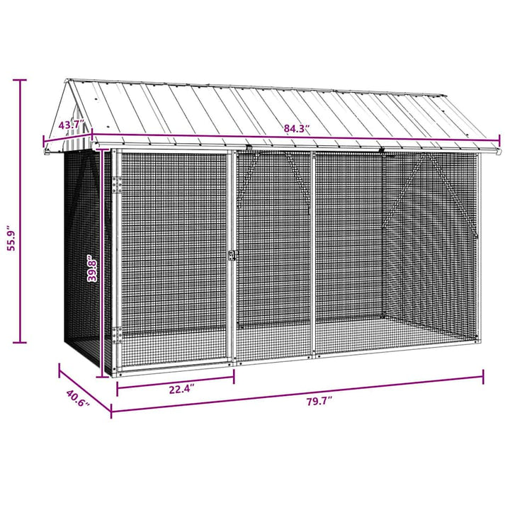 Bird Cage Anthracite 227 X 112 X 141 Cm Galvanised Steel