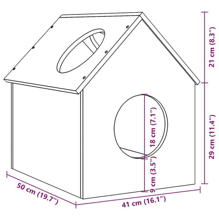 Cat House 41X50X50 Cm Solid Wood Pine