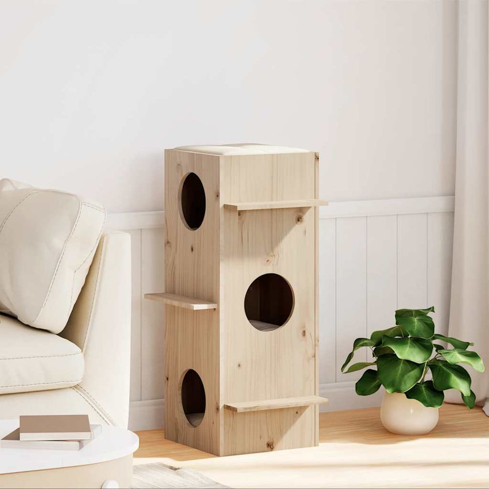 Cat House 43X43X90 Cm Solid Wood Pine
