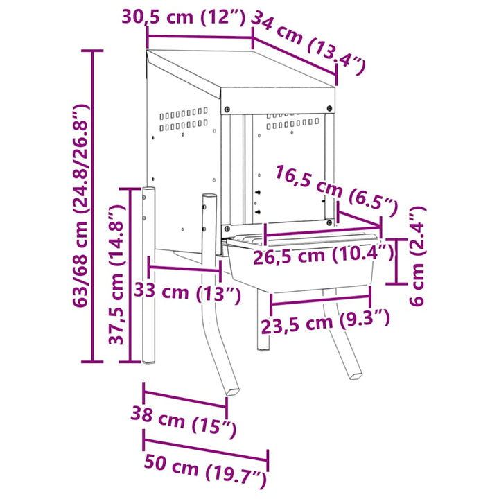 Chicken Nesting Box 1 Compartment With Legs Galvanised Steel