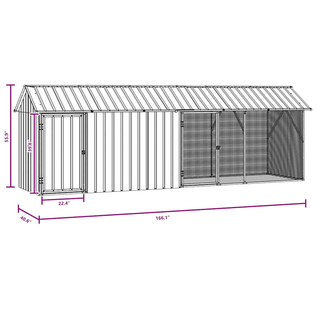 Bird Cage Anthracite 422 X 103 X 142 Cm Galvanised Steel