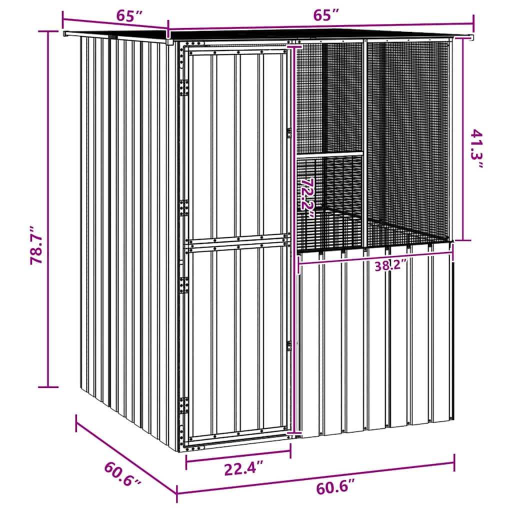 Bird Cage Anthracite 154 X 154 X 200 Cm Galvanised Steel