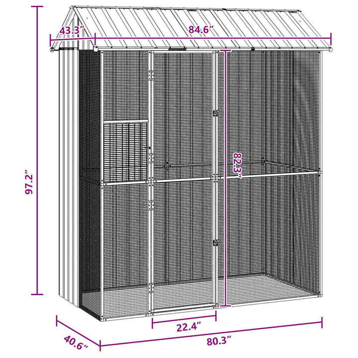 Bird Cage 215 X 110 X 247 Cm Galvanised Steel