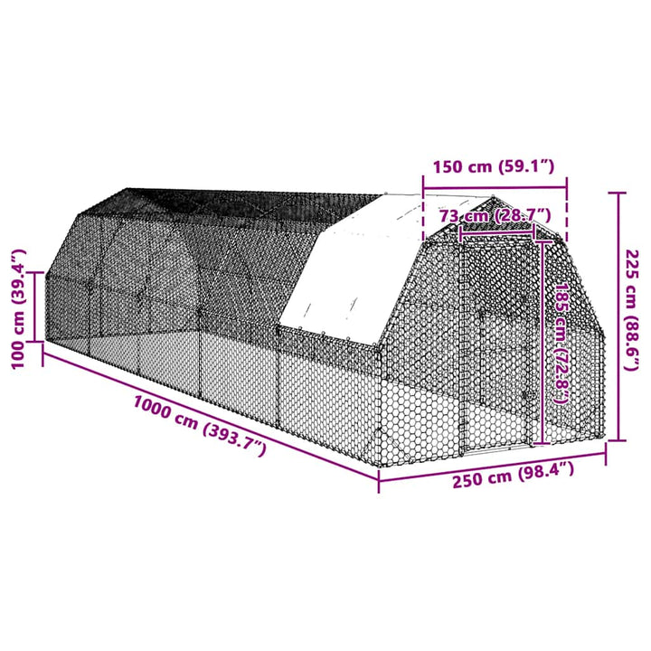 Chicken Run With Roof Galvanised Steel