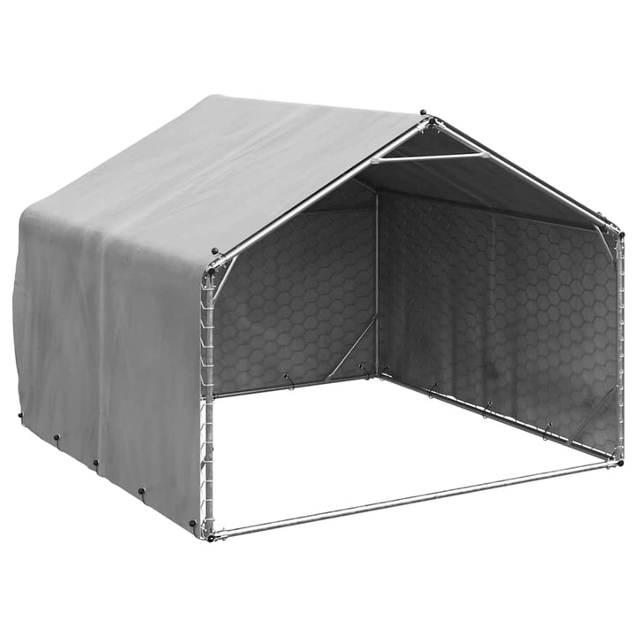 Outdoor Dog Kennel With Cover Galvanised Steel