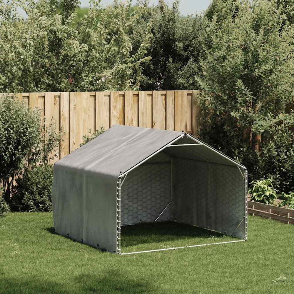 Outdoor Dog Kennel With Cover Galvanised Steel