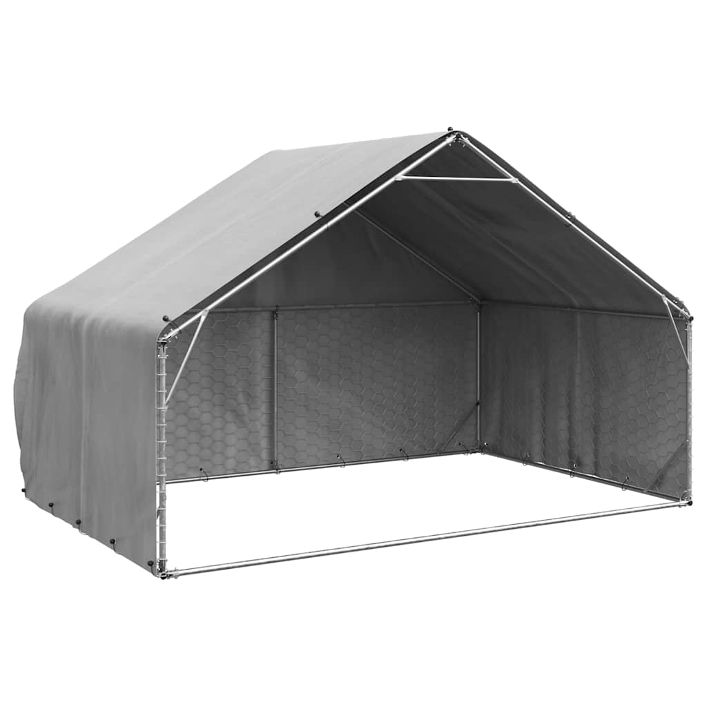 Outdoor Dog Kennel With Cover Galvanised Steel