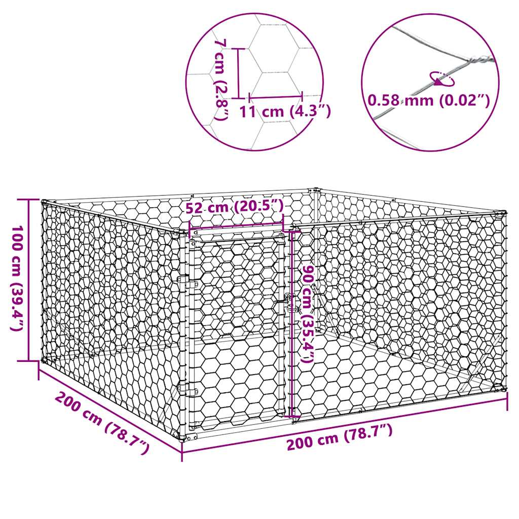 Outdoor Dog Kennel With Door Galvanised Steel