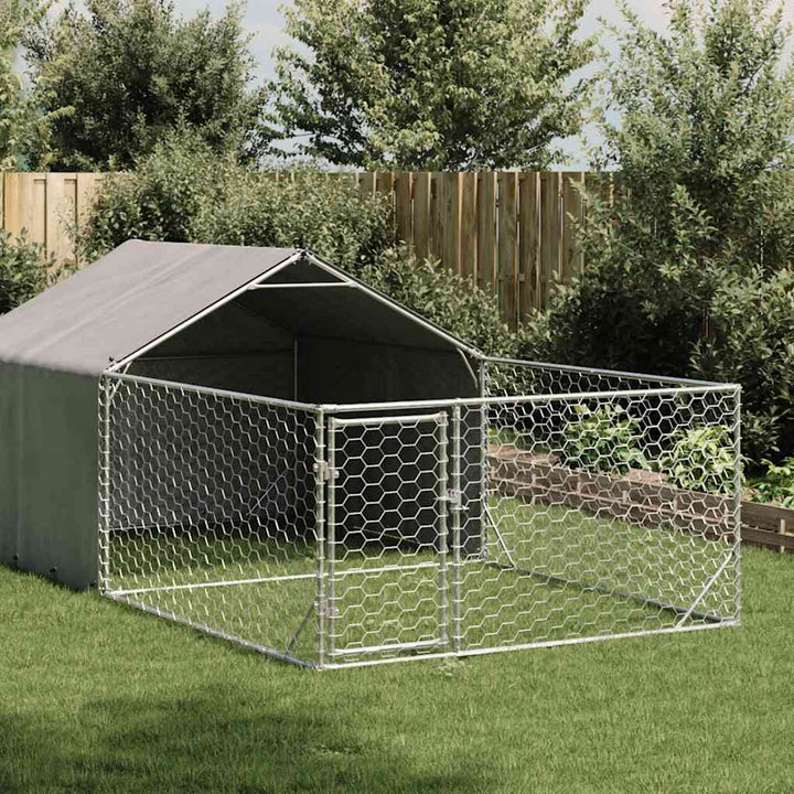 Outdoor Dog Kennel With Run Galvanised Steel