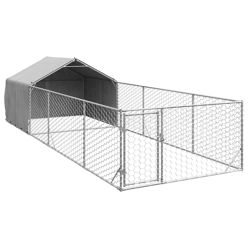 Outdoor Dog Kennel With Run Galvanised Steel