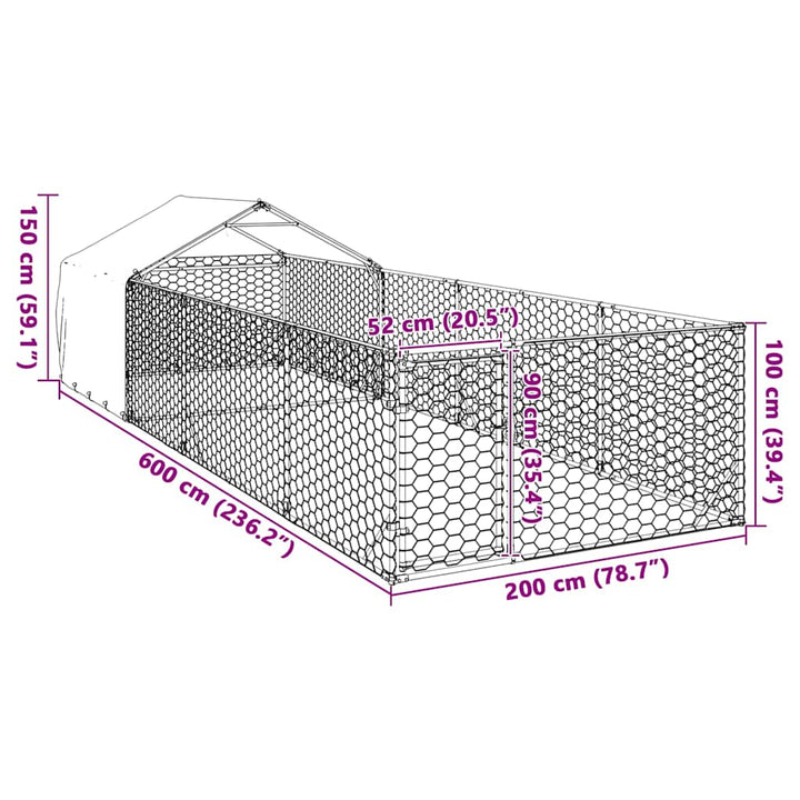 Outdoor Dog Kennel With Run Galvanised Steel