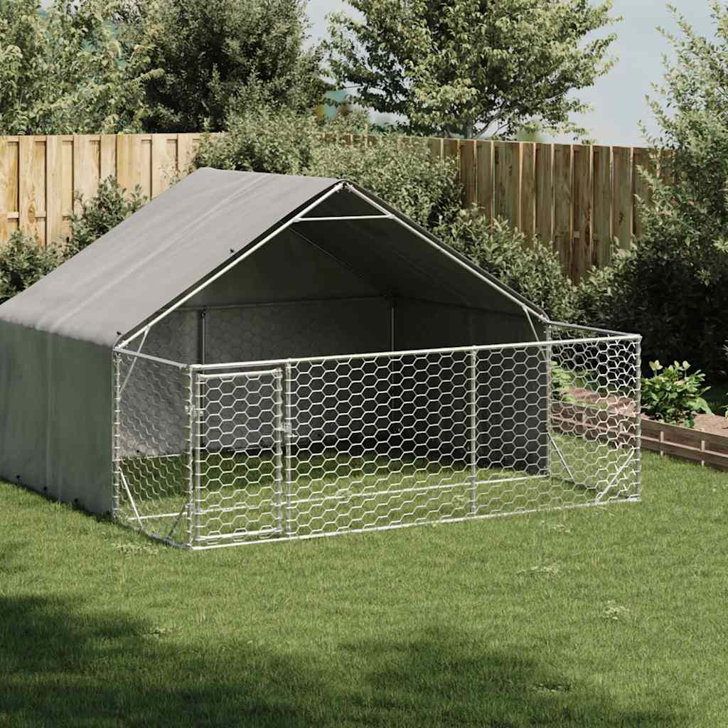 Outdoor Dog Kennel With Run Galvanised Steel