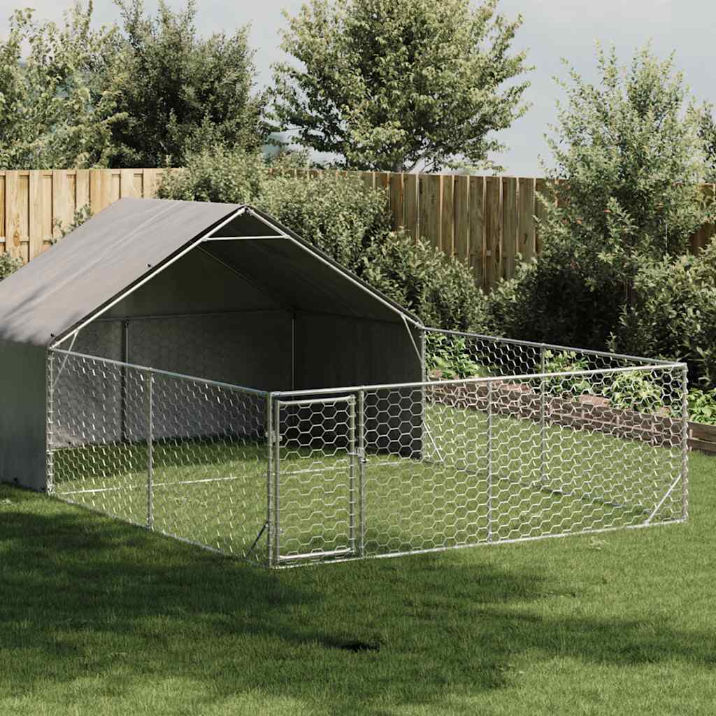 Outdoor Dog Kennel With Run Galvanised Steel