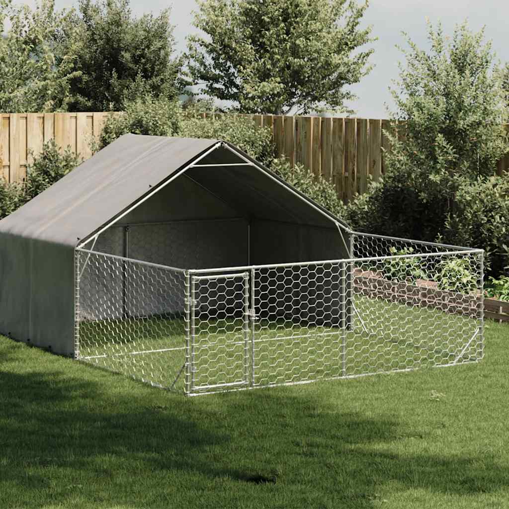Outdoor Dog Kennel With Run Galvanised Steel