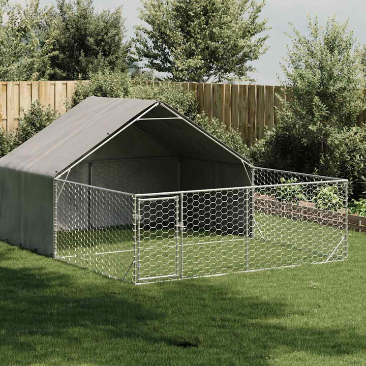 Outdoor Dog Kennel With Run Galvanised Steel