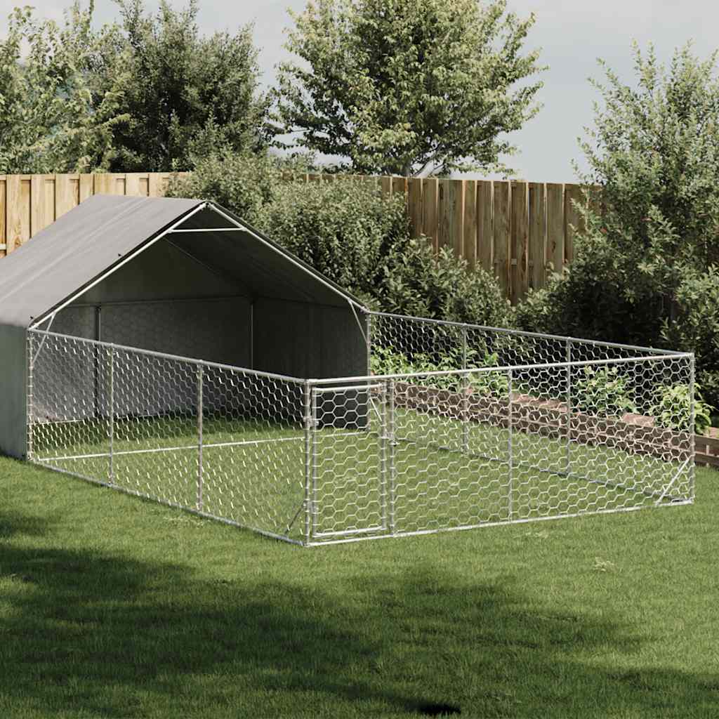 Outdoor Dog Kennel With Run Galvanised Steel