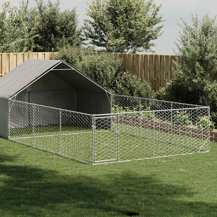 Outdoor Dog Kennel With Run Galvanised Steel