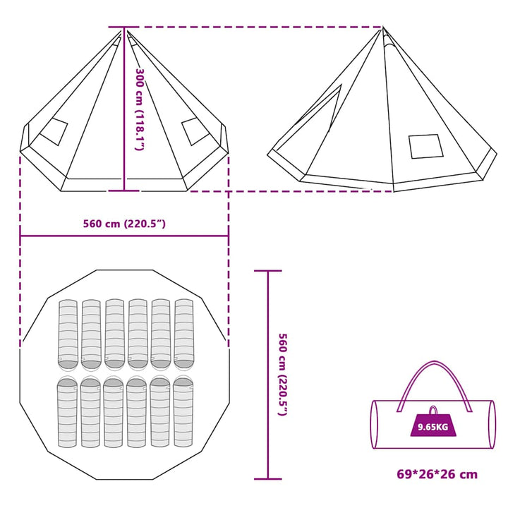 Family Tipi Tent Folding With Roof 560 X 560 X 300 Cm