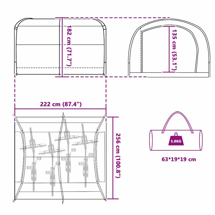 Bike Storage Tent With Roof 256 X 222 X 182 Cm