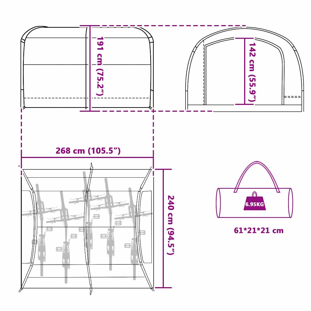 Tent With Roof With Air Vent 268 X 240 X 191 Cm Polyester