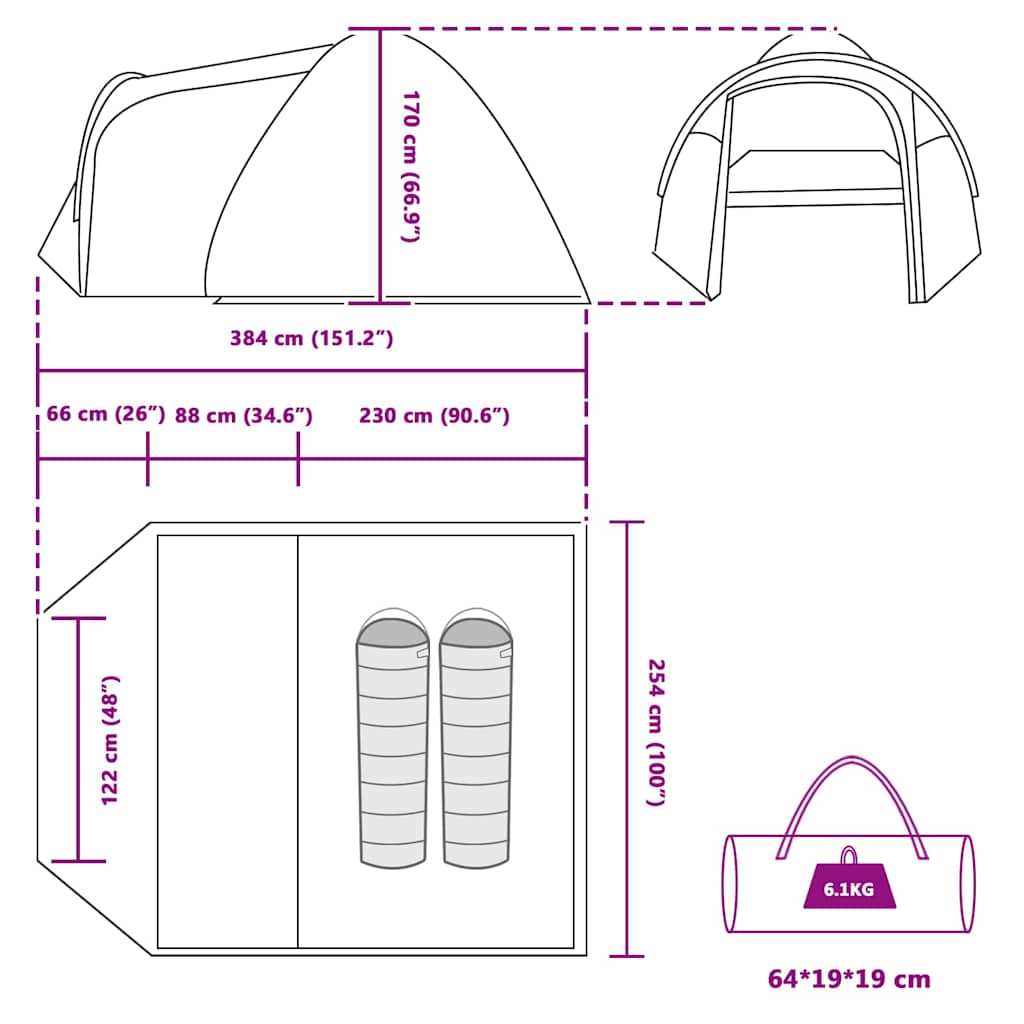 Dome Tent With Roof With Storage 384 X 254 X 170 Cm