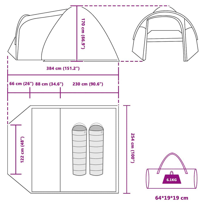 Dome Tent With Roof With Storage 384 X 254 X 170 Cm