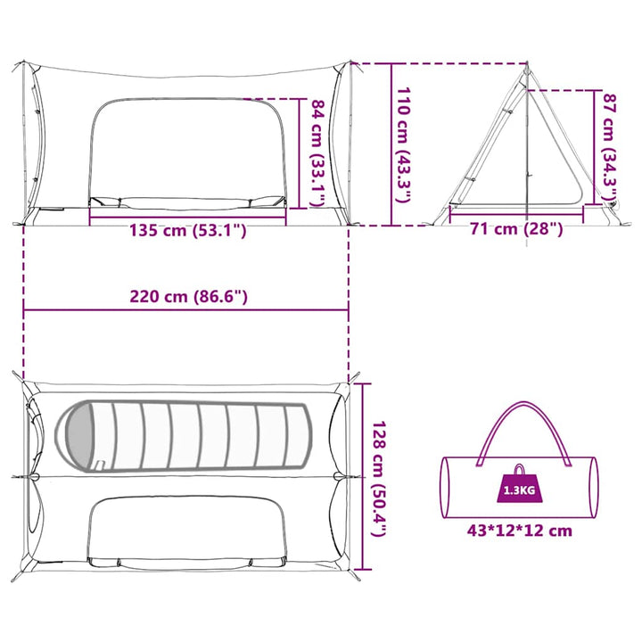 Inner Tent Black 220 X 128 X 110 Cm