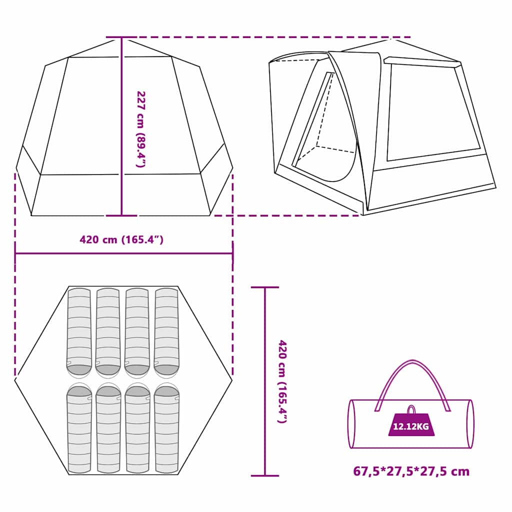 Camping Tent 420 X 420 X 227 Cm Polyester