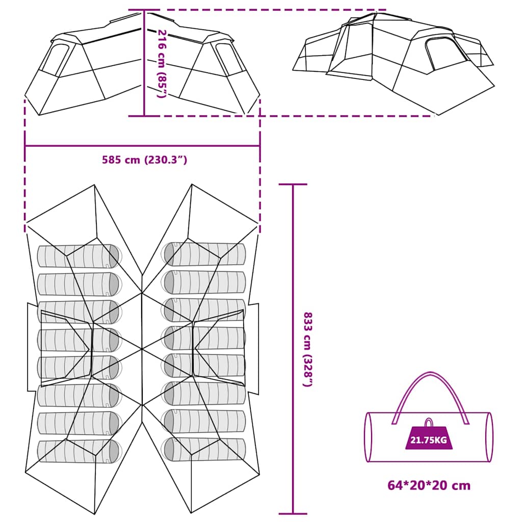 Family Tent 833 X 585 X 216 Cm Polyester